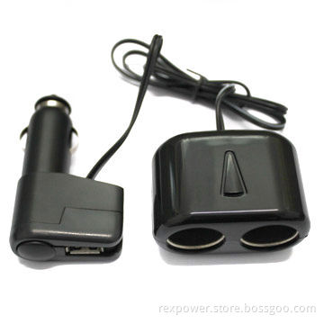 Automotive two-way socket switch with USB port